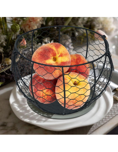 Cesta de Huevos de Alambre Anmylee con Tapa de Pollo 19.5cm