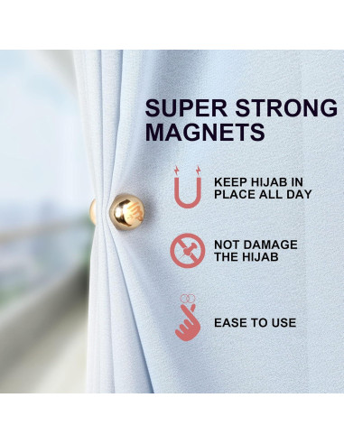 Pines Magnéticos Hijab Boffdock - 4 Pares Brillantes para Mujeres