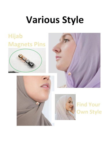 Pines Magnéticos Hijab Boffdock - 4 Pares Brillantes para Mujeres
