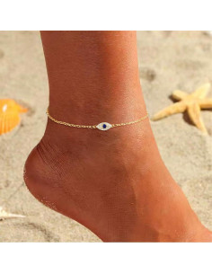 Tobillera de Ojo Maligno Baño de Oro 14K para Mujeres 2