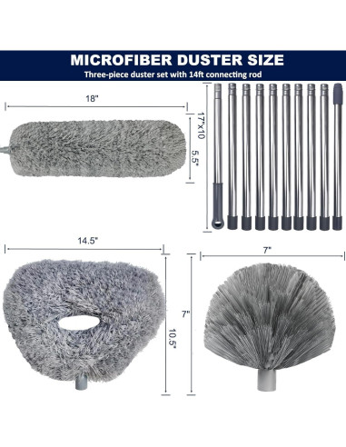 Duster Telescópico Tonmp 3 en 1 para Techos Altos y Ventiladores