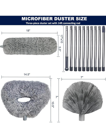 Duster Telescópico Tonmp 3 en 1 para Techos Altos y Ventiladores