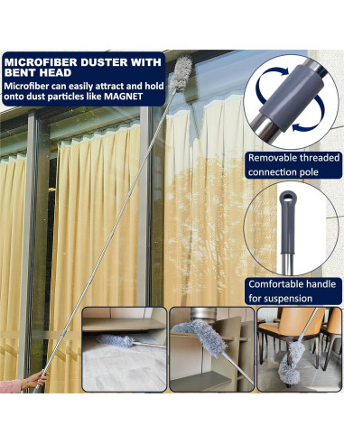 Duster Telescópico Tonmp 3 en 1 para Techos Altos y Ventiladores