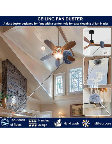 Duster Telescópico Tonmp 3 en 1 para Techos Altos y Ventiladores