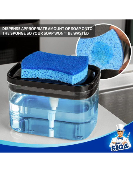 Dispensador de Jabón MR.SIGA 900ml con Soporte para Esponjas