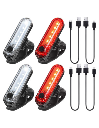 4 Luces LED Recargables USB para Bicicleta Boao Impermeables