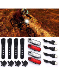 4 Luces LED Recargables USB para Bicicleta Boao Impermeables 2