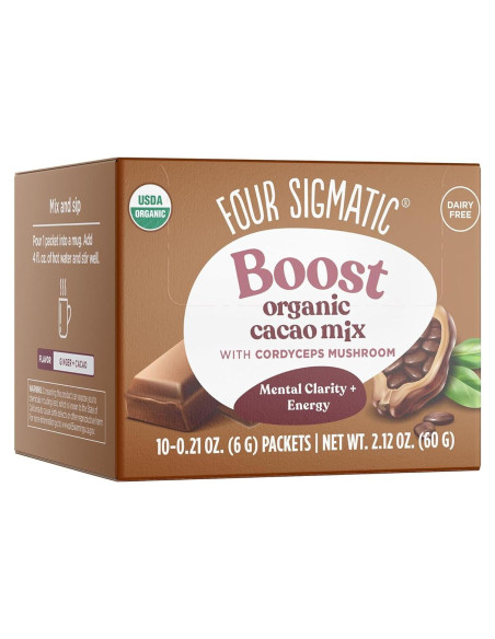 Cacao Instantáneo Cuatro Sigmatic con Cordyceps y Jengibre 10 Paquetes