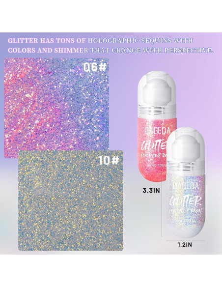 Gel de Brillo Corporal Roll-on DAGEDA Holográfico 104.9g Rosa/Oceánico