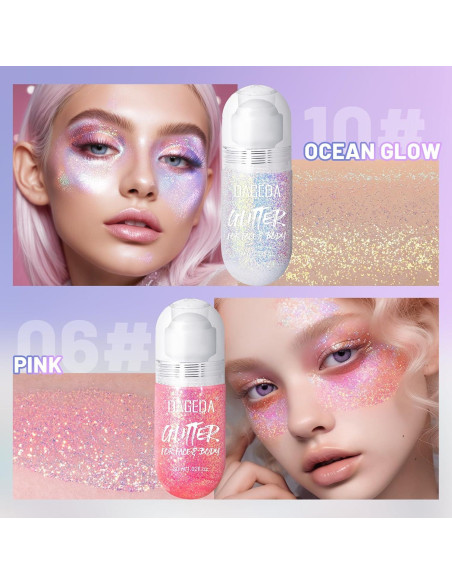 Gel de Brillo Corporal Roll-on DAGEDA Holográfico 104.9g Rosa/Oceánico