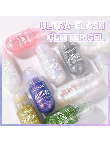 Gel de Brillo Corporal Roll-on DAGEDA Holográfico 104.9g Rosa/Oceánico