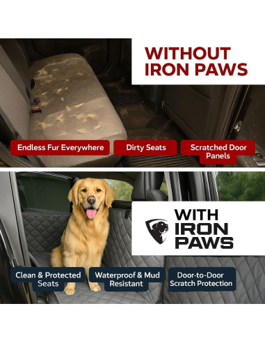 Funda de Asiento para Perro Iron Paws - Impermeable y Lavable