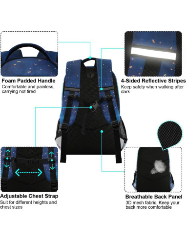 Mochila Escolar para Niños BOENLE Gato Astronauta 22L