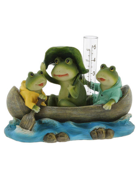 Medidor de Lluvia de Resina Diseños Distintivos Ranas en Barco