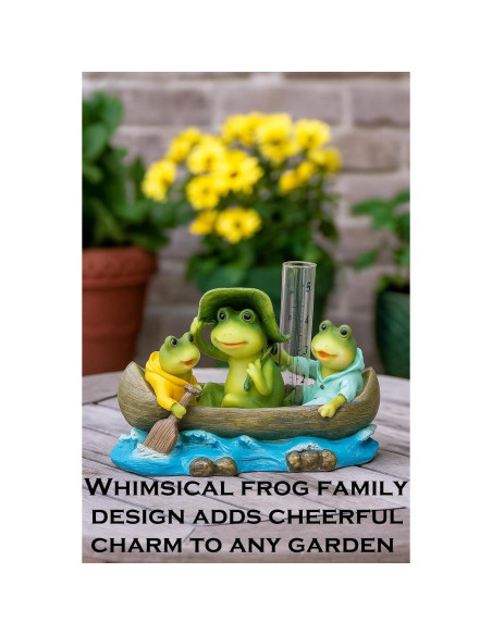 Medidor de Lluvia de Resina Diseños Distintivos Ranas en Barco