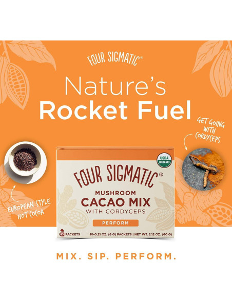 Cacao Instantáneo Cuatro Sigmatic con Cordyceps y Jengibre 10 Paquetes