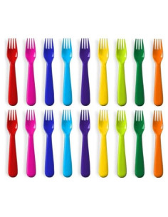 Juego de 18 Tenedores de Plástico para Niños PLASKIDY - Apto Lavavajillas