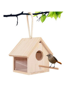 Casa de pájaros de madera Tfwadmx 15x13x16 cm para exteriores