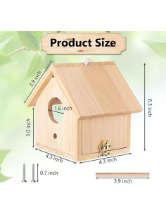 Casa de pájaros de madera Tfwadmx 15x13x16 cm para exteriores 2