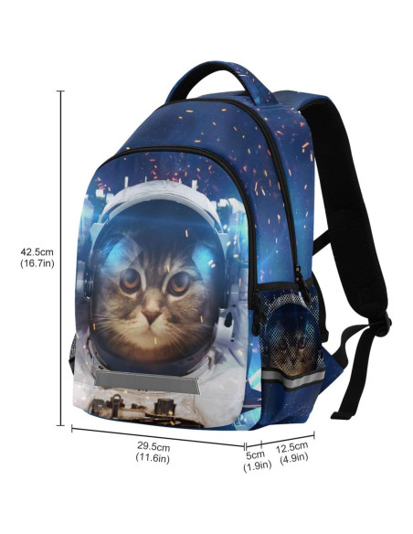 Mochila Escolar para Niños BOENLE Gato Astronauta 22L