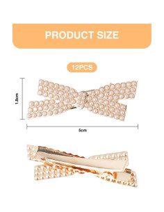 12 Clips de Pelo de Perlas OQXEJPHFN - Antideslizantes 5cm 2