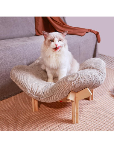 Hamaca elevada para gatos Bitbat DMMC-T 60x60cm Gris Madera