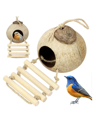 Nido de Pájaro de Cáscara de Coco CZWESTC con Escalera
