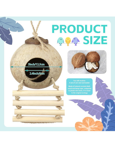 Nido de Pájaro de Cáscara de Coco CZWESTC con Escalera