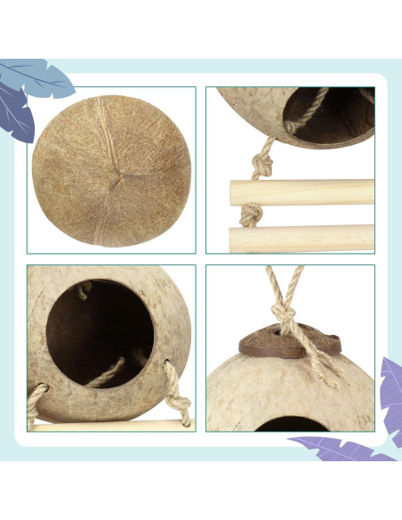 Nido de Pájaro de Cáscara de Coco CZWESTC con Escalera