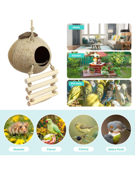 Nido de Pájaro de Cáscara de Coco CZWESTC con Escalera