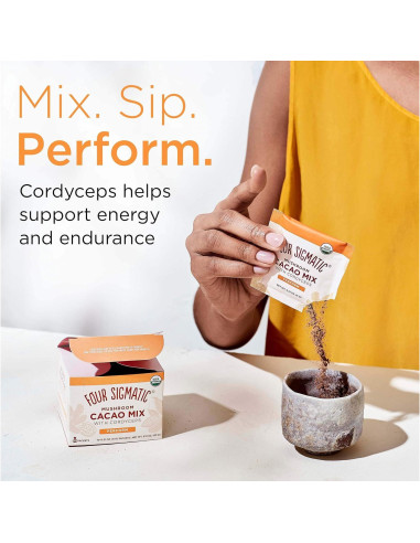 Cacao Instantáneo Cuatro Sigmatic con Cordyceps y Jengibre 10 Paquetes