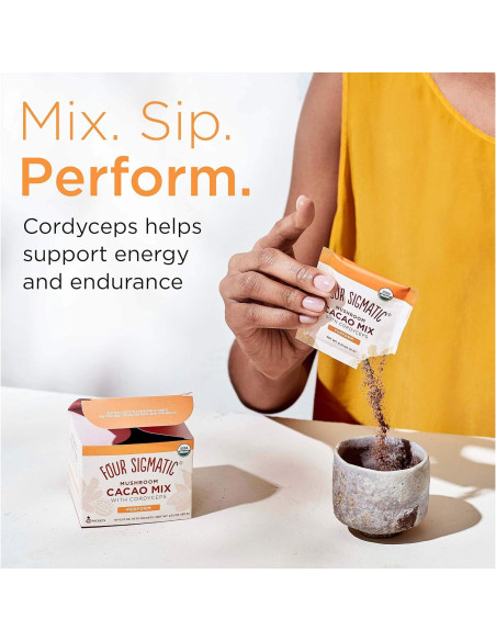 Cacao Instantáneo Cuatro Sigmatic con Cordyceps y Jengibre 10 Paquetes