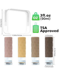 Botellas de Viaje Silevoler 4pcs 89ml Silicona a Prueba de Fugas 2