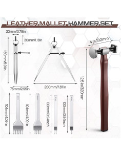 Juego de Martillos de Cuero Shimeyao con Compás y Púas 2