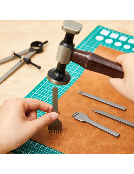 Juego de Martillos de Cuero Shimeyao con Compás y Púas