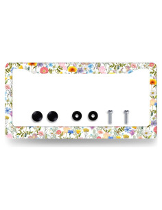 Marco de Placa de Licencia Floral MUAWUOIK 31x15 cm Personalizado