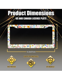 Marco de Placa de Licencia Floral MUAWUOIK 31x15 cm Personalizado 2