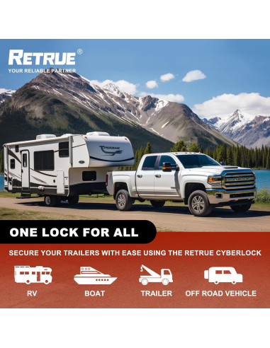 Cerradura Cibernética RETRUE para Remolque 1.2" Ancho Plata