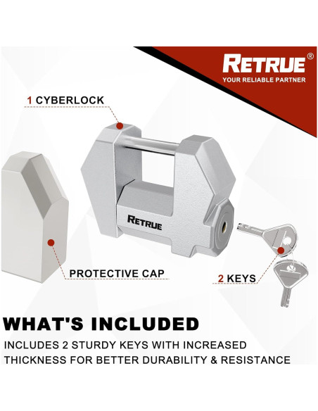Cerradura Cibernética RETRUE para Remolque 1.2" Ancho Plata