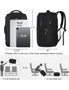 Mochila de Viaje MATEIN para Laptop 15.6" Negra con USB 2