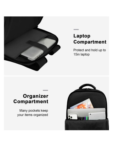 Mochila de Viaje MATEIN para Laptop 15.6" Negra con USB