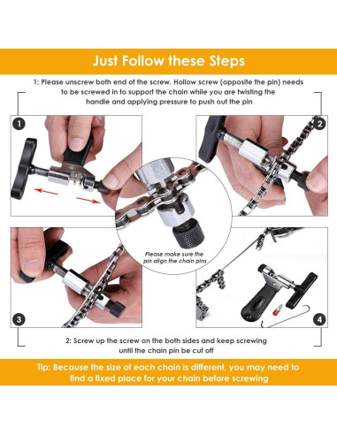 Kit de Herramientas WOTOW para Reparación de Cadenas de Bicicleta