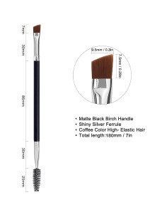 Brocha de Cejas Doble LOOKSEVEN Angulada y Spoolie 16cm 2