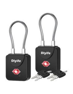Candados de Equipaje TSA Diyife con Llave - 2 Paquete Negro