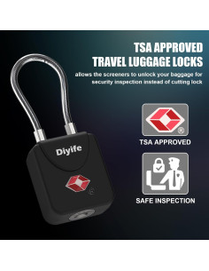 Candados de Equipaje TSA Diyife con Llave - 2 Paquete Negro 2
