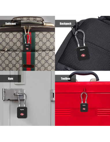 Candados de Equipaje TSA Diyife con Llave - 2 Paquete Negro