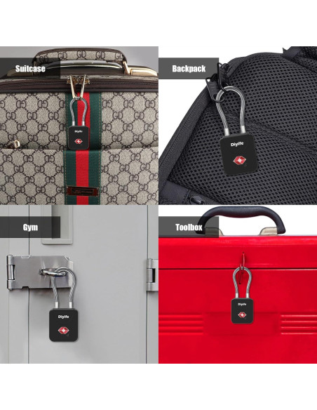 Candados de Equipaje TSA Diyife con Llave - 2 Paquete Negro Candados de Equipaje TSA Diyife con Llave - 2 Paquete Negro