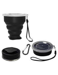 Taza Plegable de Silicona FINDWORLD 200ml Negra para Viajes