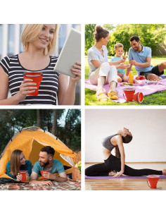 Taza Plegable de Silicona FINDWORLD 200ml Negra para Viajes 2