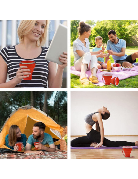 Taza Plegable de Silicona FINDWORLD 200ml Negra para Viajes